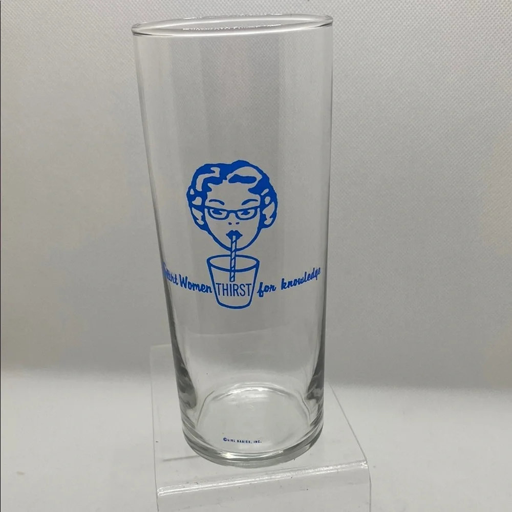 Highball Cocktail Glass with Blue Girl Design